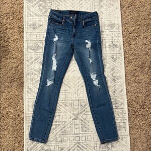 Aeropostale Blue Skinny Jeans with Distressed Details